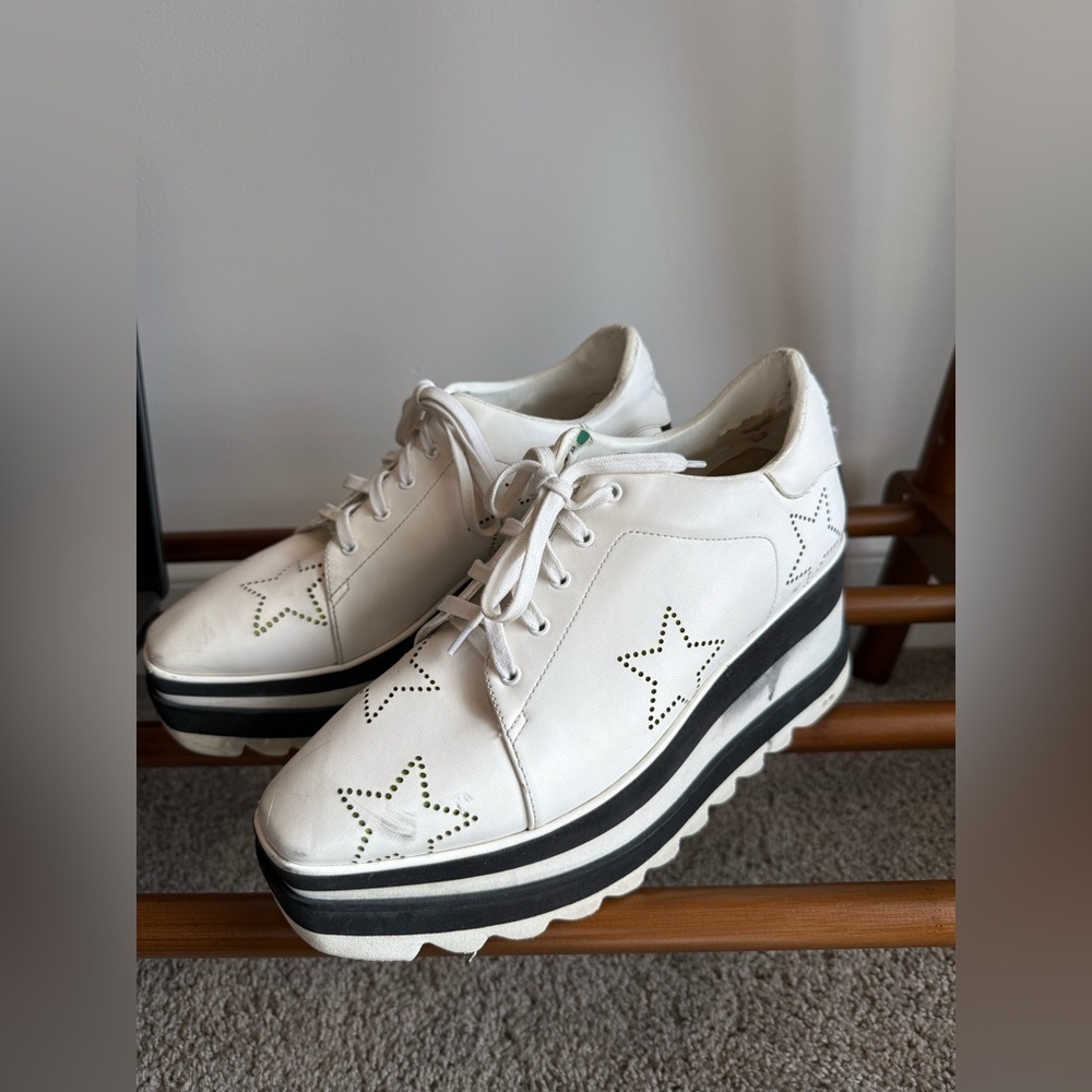 Stella McCartney White and Black Platform Sneakers - Picture 5 of 15